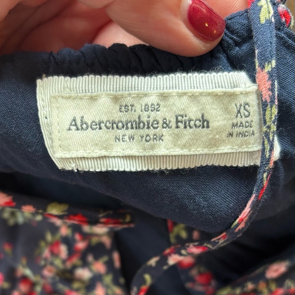 Abercrombie & Fitch Blue and Purple Ruched Tie Front Sundress - Picture 5 of 7